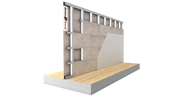 Partition BetonWood on metal frame