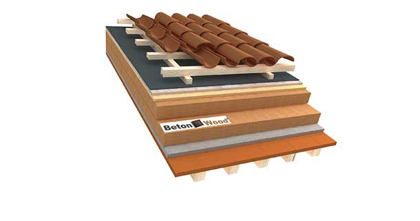Roof with wood fiber and BetonWood - E plus