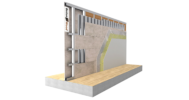Tramezzo BetonWood, isolante e lamiera su telaio