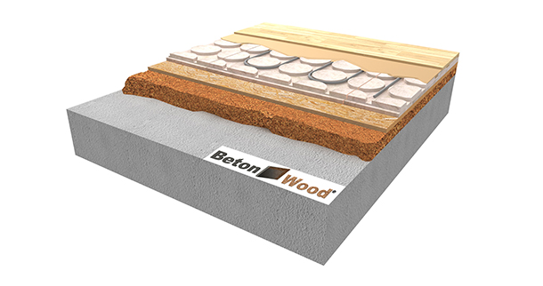 Pavimento radiante BetonRadiant su granuli di sughero e OSB3