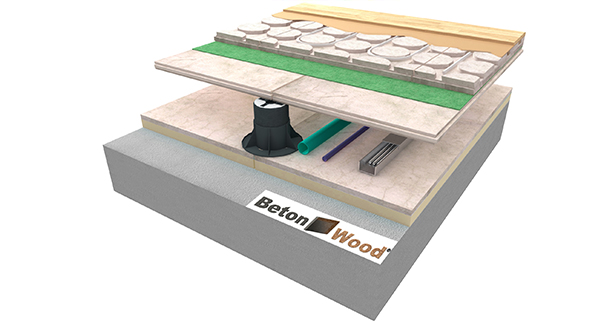 Pavimento radiante sopraelevato BetonRadiant su BetonWood TG e BetonStyr